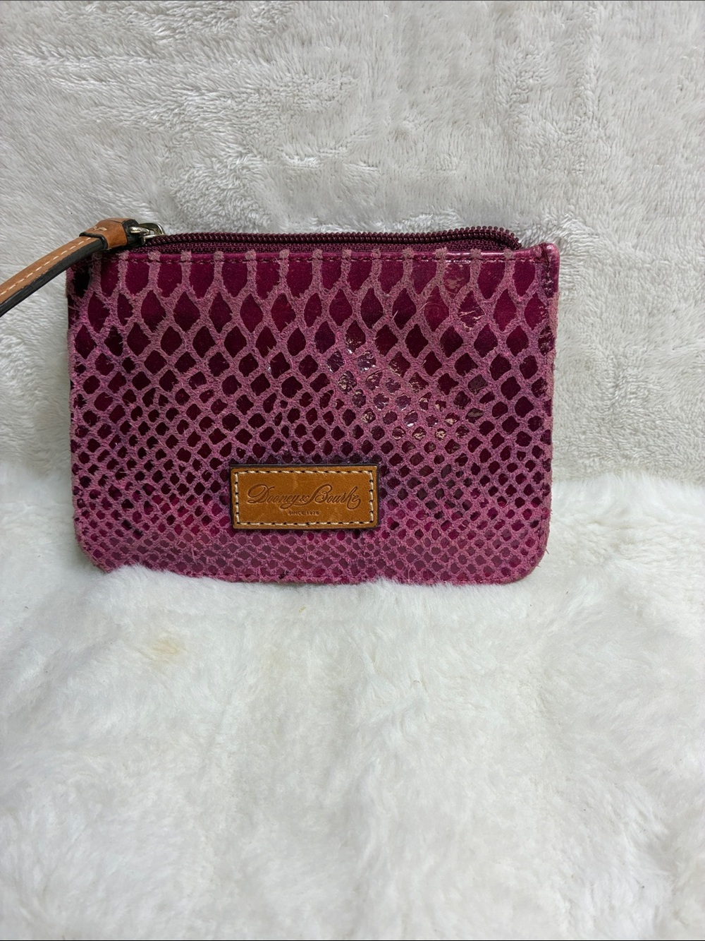 Dooney & Bourke Fuchsia Snake-Print Wristlet